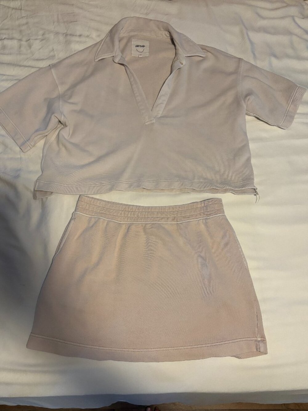 Aerie Wonder Short Sleeve Polo + Mini Skirt Matching Set M